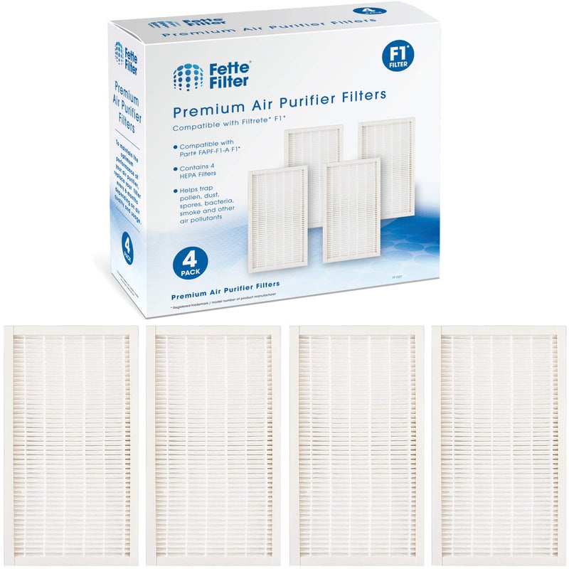Fette Filter - 4 True HEPA Filters Compatible with 3M Filtrete F1 Replacement Filter for Purifier FAP-C01-F1,FAP-T02-F1, FAP-C01BA-G1, FAP-T02WA-G1, FAP-ST02W FAP-ST02N Compare to Part # FAPF-F1-A F1 - Image 1